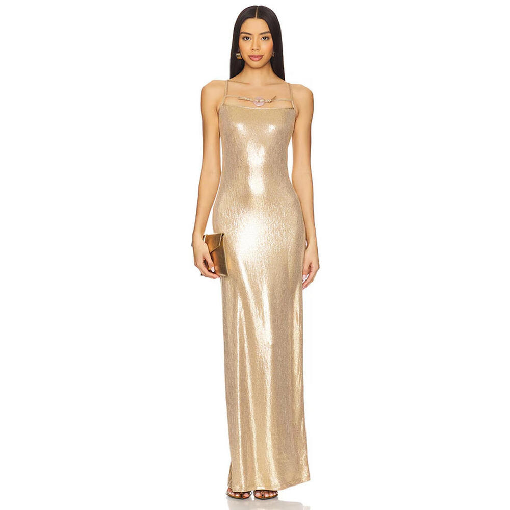 OTTOLINGER  long dress metallic gold mesh size M NWT $567msrp